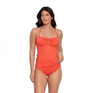 NWT - Lauren Ralph Lauren Lace-Up Tubini Swim Top, size 14